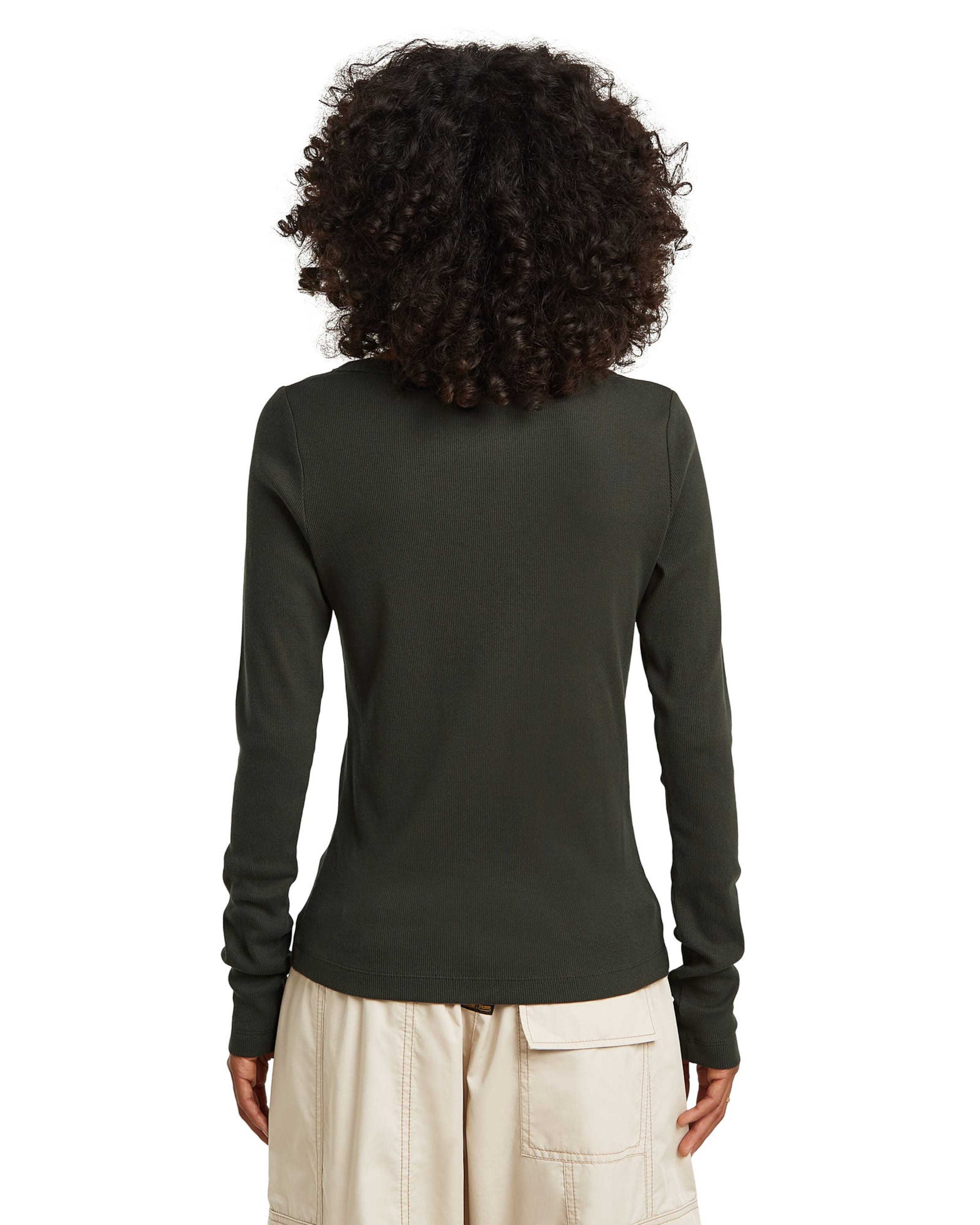 G-STAR Shirt 'Slim Rib Open Neck' in Green