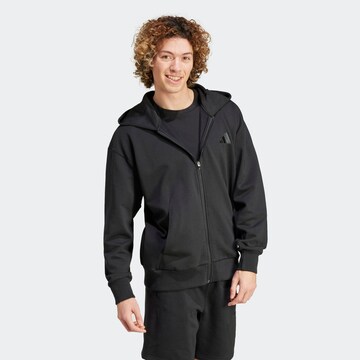 Bluză cu fermoar sport 'A SZN' de la ADIDAS SPORTSWEAR pe negru: față