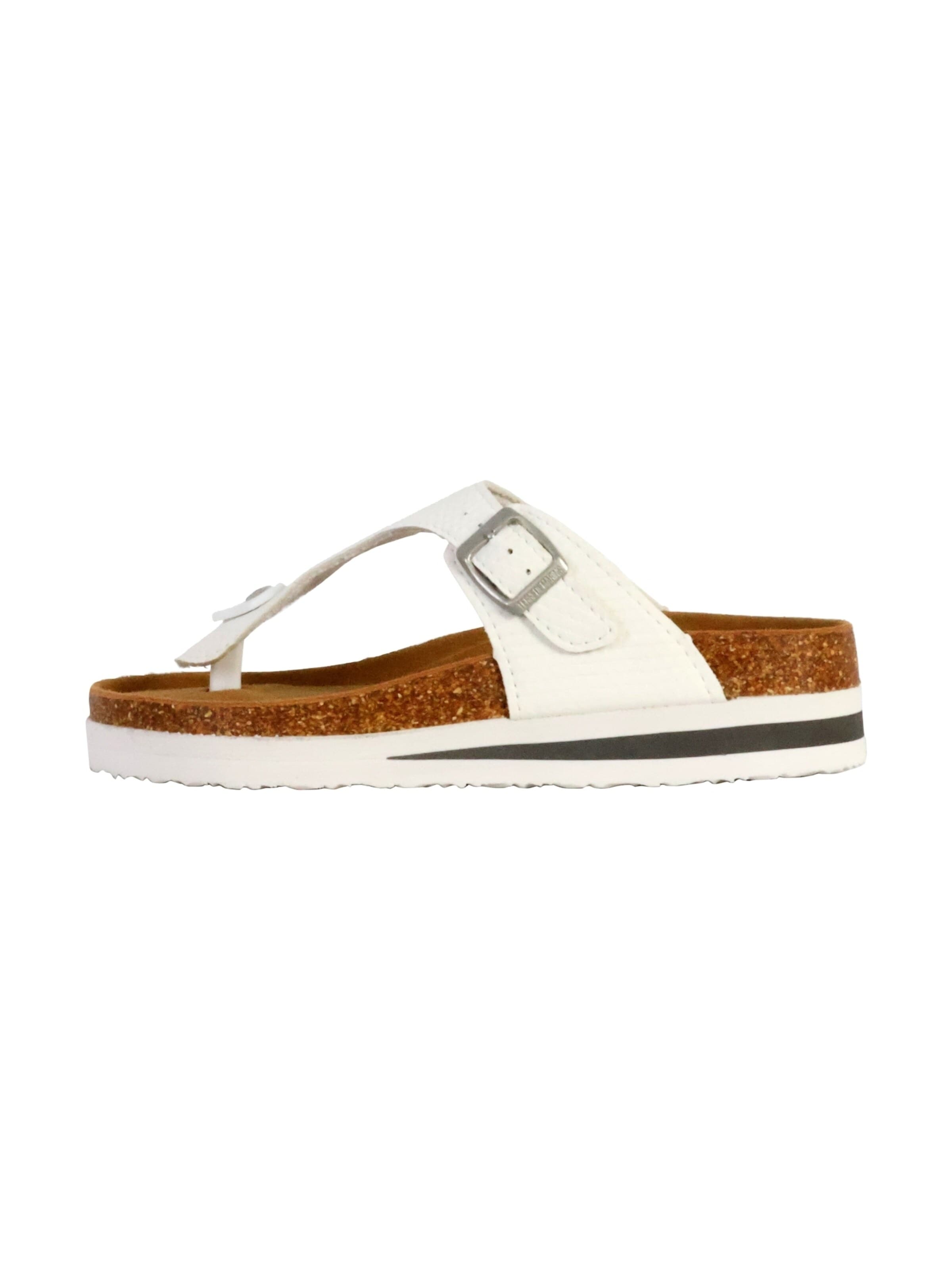 terre de marins - Zapatos abiertos 'Rhodas Leder-Pantoletten' en blanco: frente