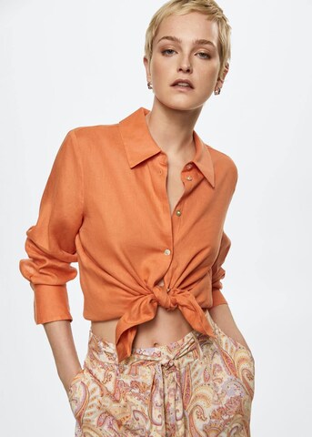 MANGO Wide leg Pants 'Nora' in Orange