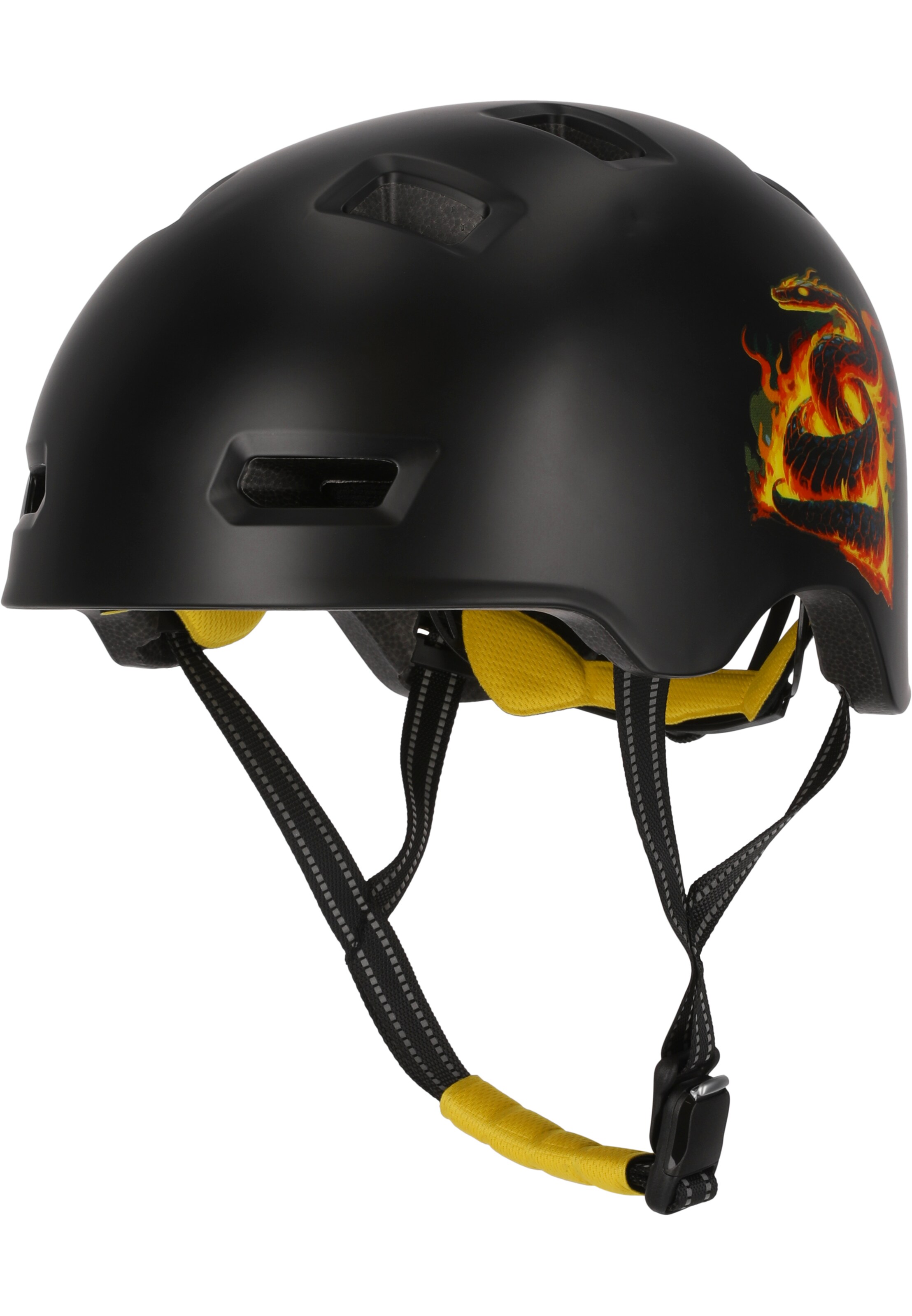 Crazy Safety Helm 'Rampage Snake' in Schwarz: Vorderseite