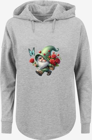 F4NT4STIC Sweatshirt 'Gnom Frühling Blumen Schmetterling' in Grey: front