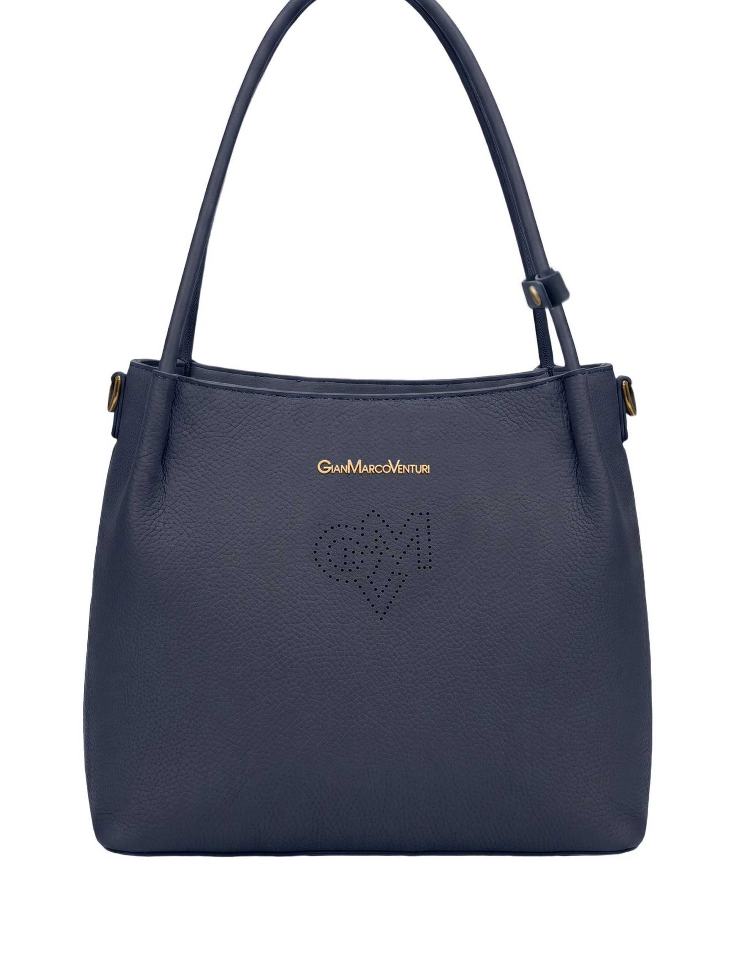 Borsa a spalla 'Borsa a Spalla Gianmarco Venturi PVC con Cuore Strass' di GianMarco Venturi in blu: frontale