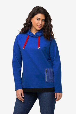 Sweat-shirt Ulla Popken en bleu : devant