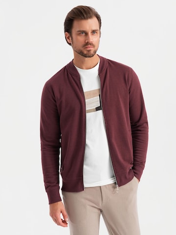 Ombre Sweatvest 'OM-SSZP-0215' in Rood: voorkant