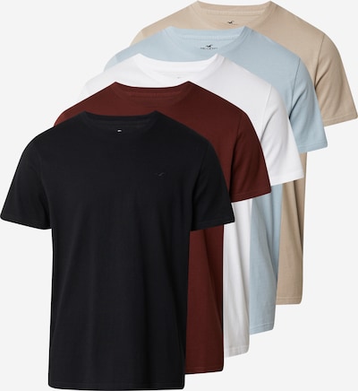 HOLLISTER T-Shirt en sable / bleu clair / bordeaux / noir / blanc, Vue avec produit