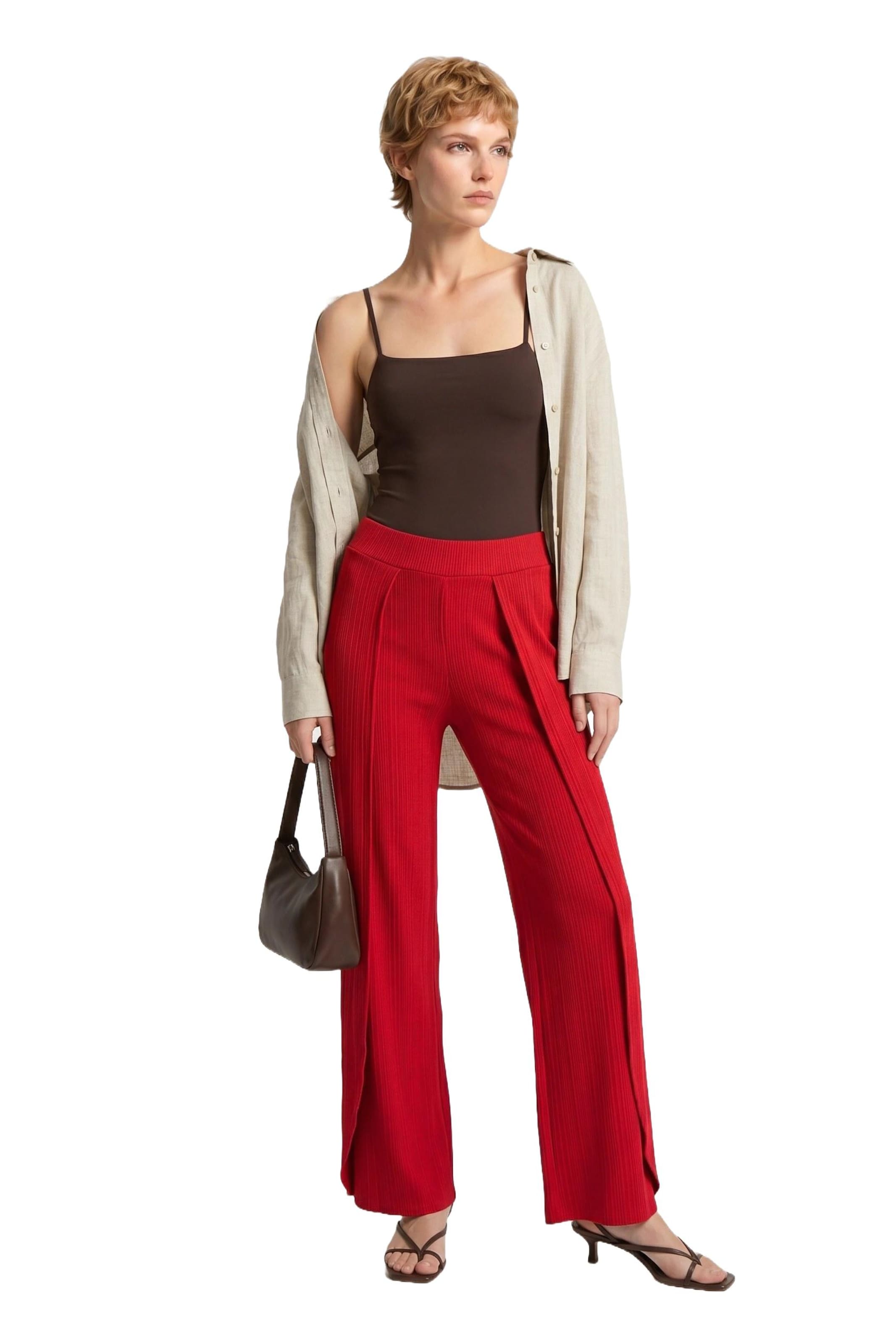 Alexa Dash Wide leg Pants in Red
