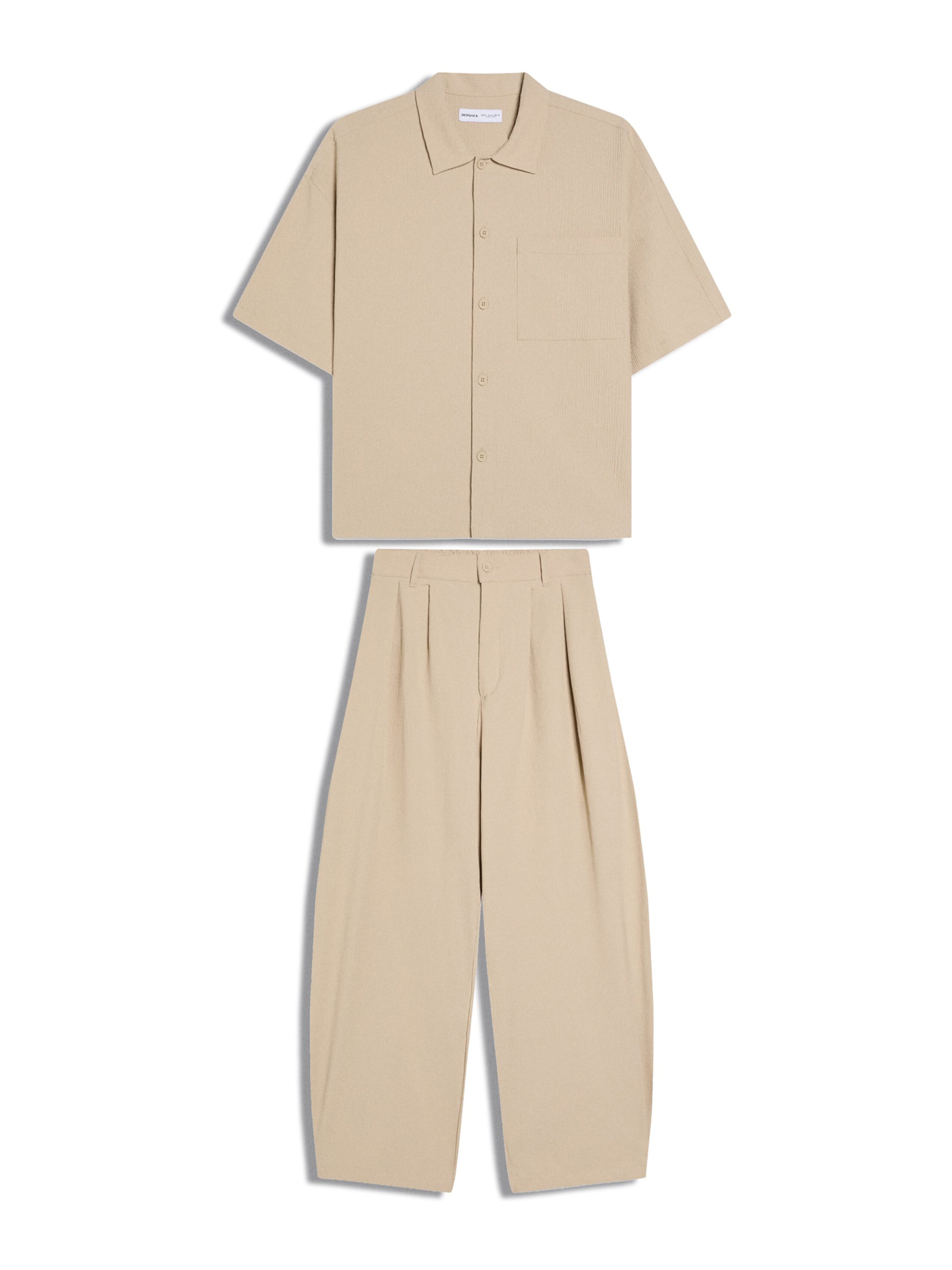Bershka Sweat suit in Beige: front