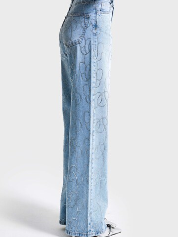 IT'S BASIC Loose fit Jeans 'RHINESTONE LOOSE MID RISE JEANS' in Blue