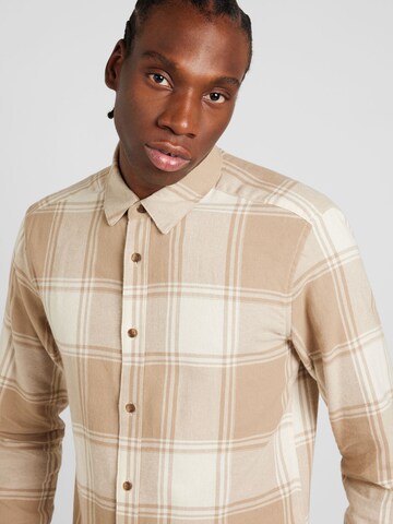 Only & Sons Slim Fit Skjorte 'ONSGudmund' i beige