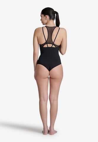 ARENABustier Sportski kupaći kostim 'MESH PANELS POWER BACK' - crna boja