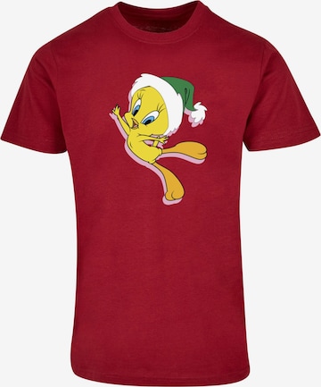 ABSOLUTE CULT Shirt 'Looney Tunes - Tweety Christmas Hat' in Rood: voorkant