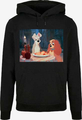 ABSOLUTE CULT Sweatshirt 'Lady And The Tramp - Spaghetti Photo' in Zwart: voorkant