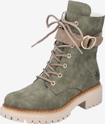 Rieker Lace-Up Ankle Boots in Green: front