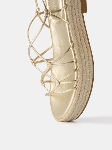Bershka Strap Sandals in Gold