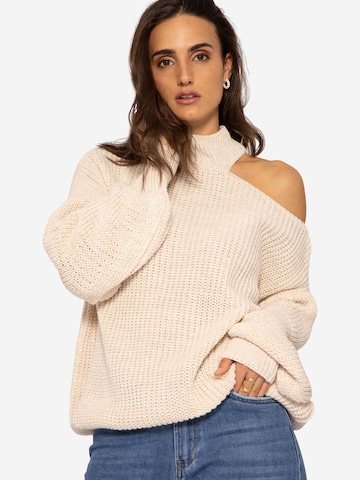 SASSYCLASSY Sweter oversize w kolorze beżowy: przód