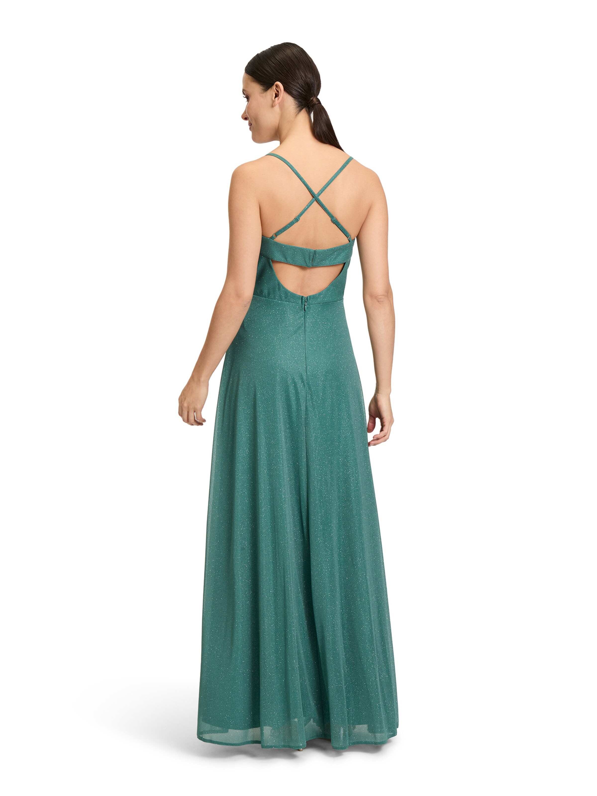 Vera Mont Abendkleid mit Wasserfallausschnitt in Grün