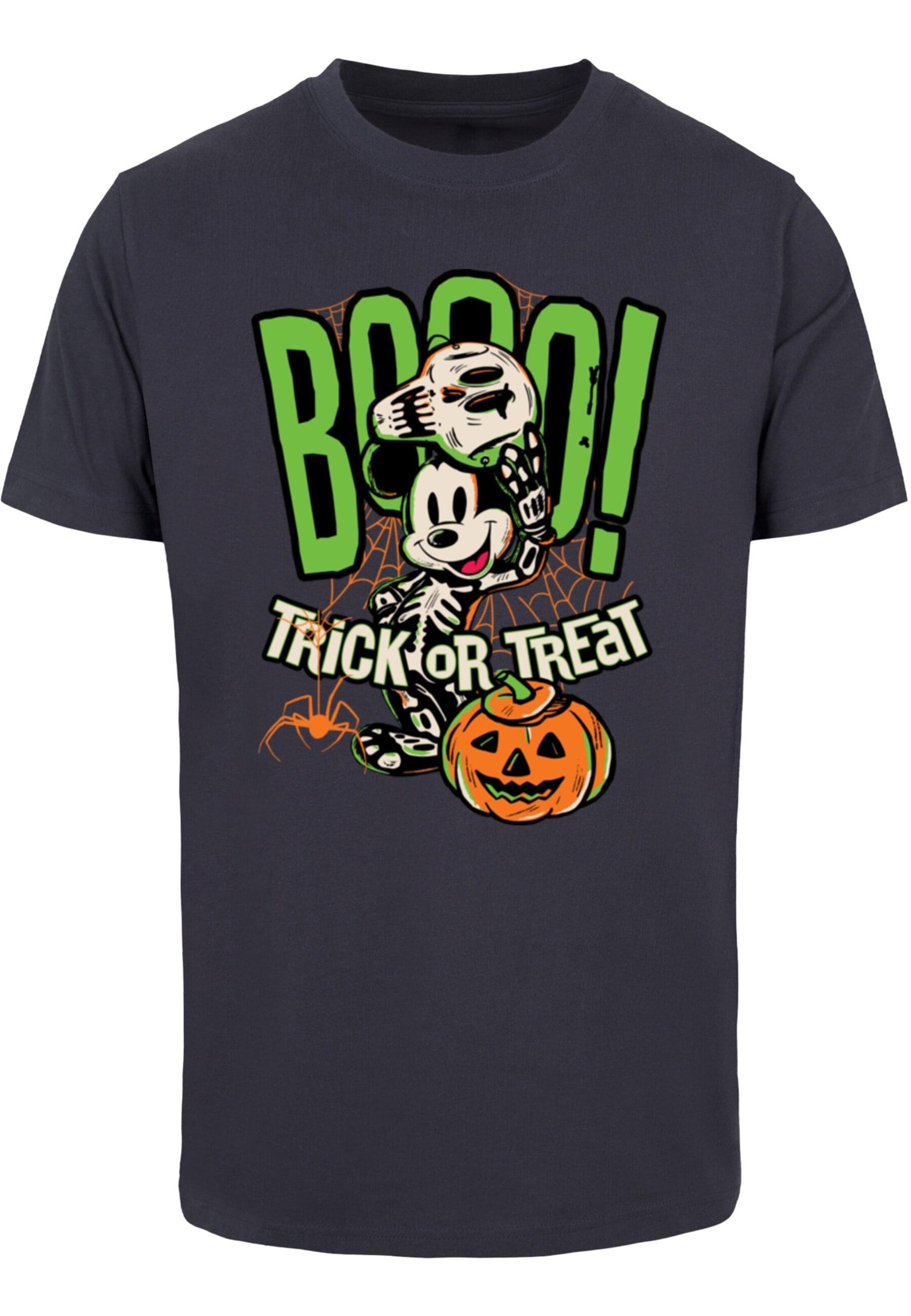 Maglietta 'Mickey Mouse - Halloween Booo Trick Or Treat' di ABSOLUTE CULT in blu: frontale