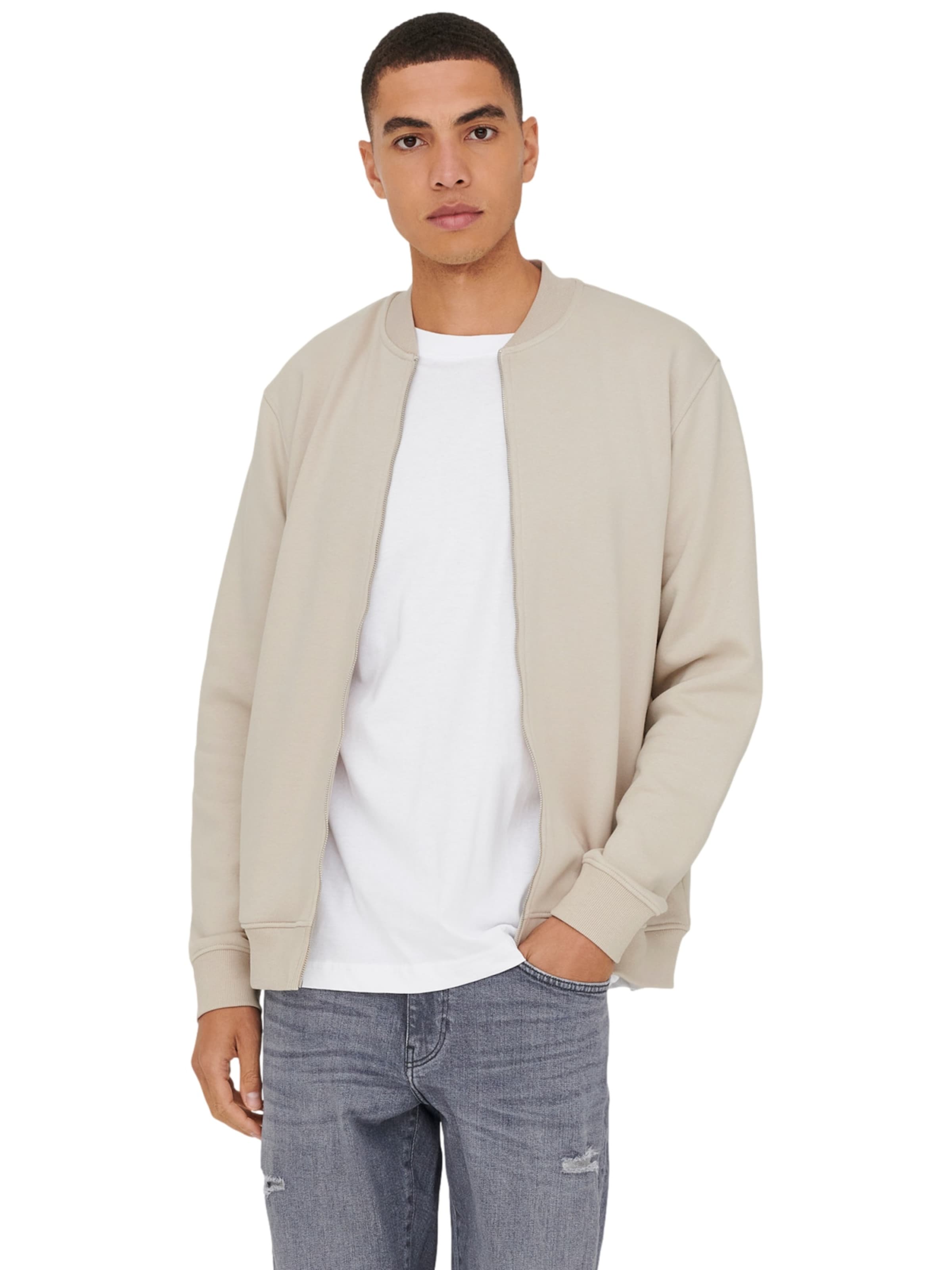 Only & Sons Sweat jacket 'Ceres' in Grey: front