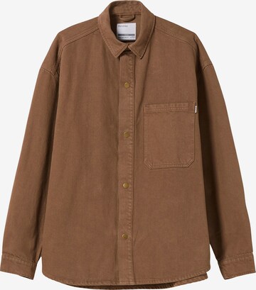 Bershka Regular fit Button Up Shirt in Brown: front