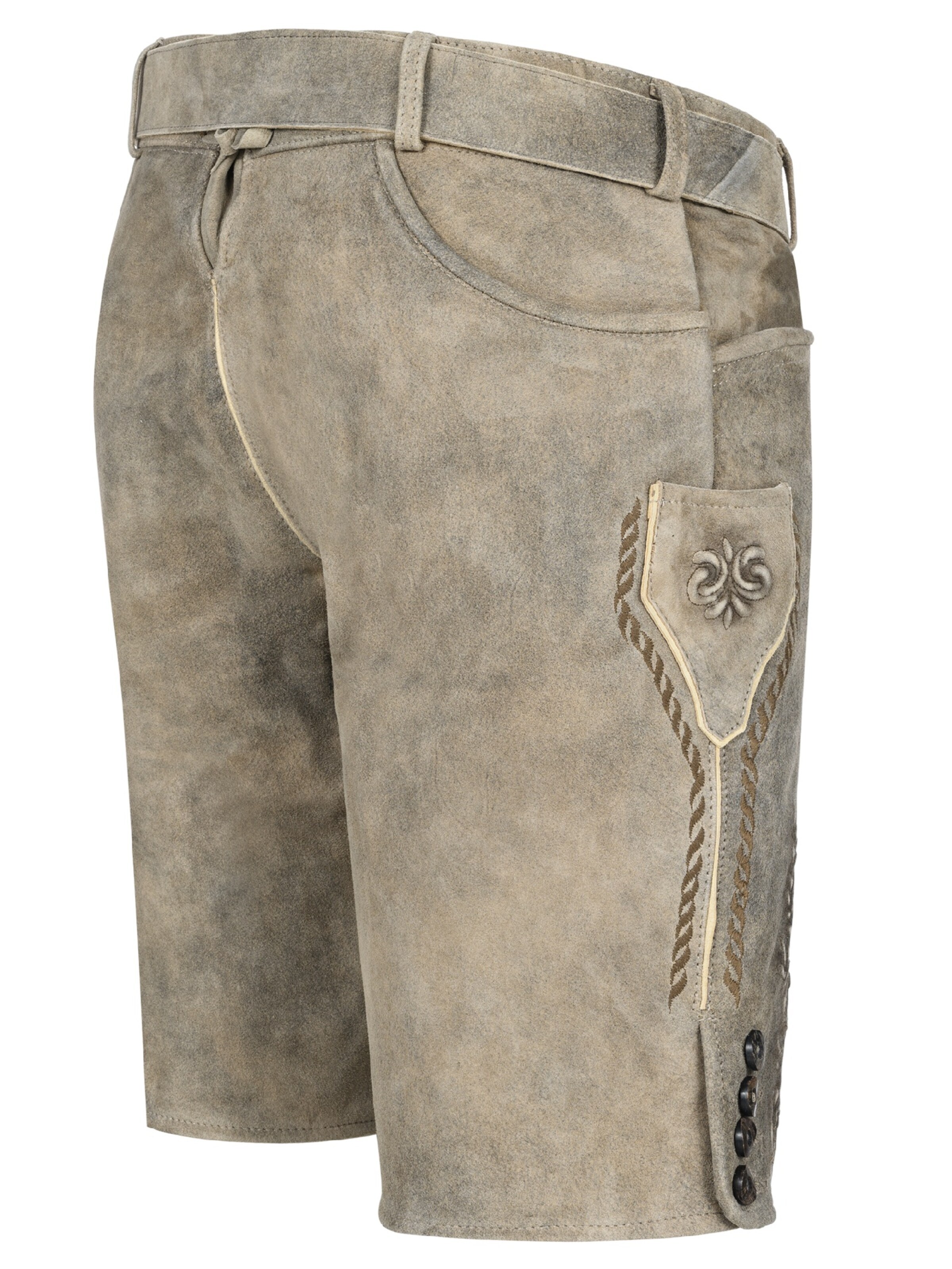 Trachtenhof Nübler Regular Traditional Pants 'Lederhose kurz Flavi' in Brown