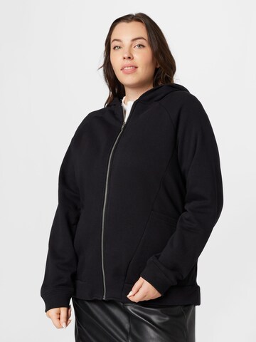 Zizzi Zip-Up Hoodie in Black: front