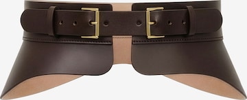 Haute Cuir - Cinturón 'Crescent Peplum Belt' en marrón: frente