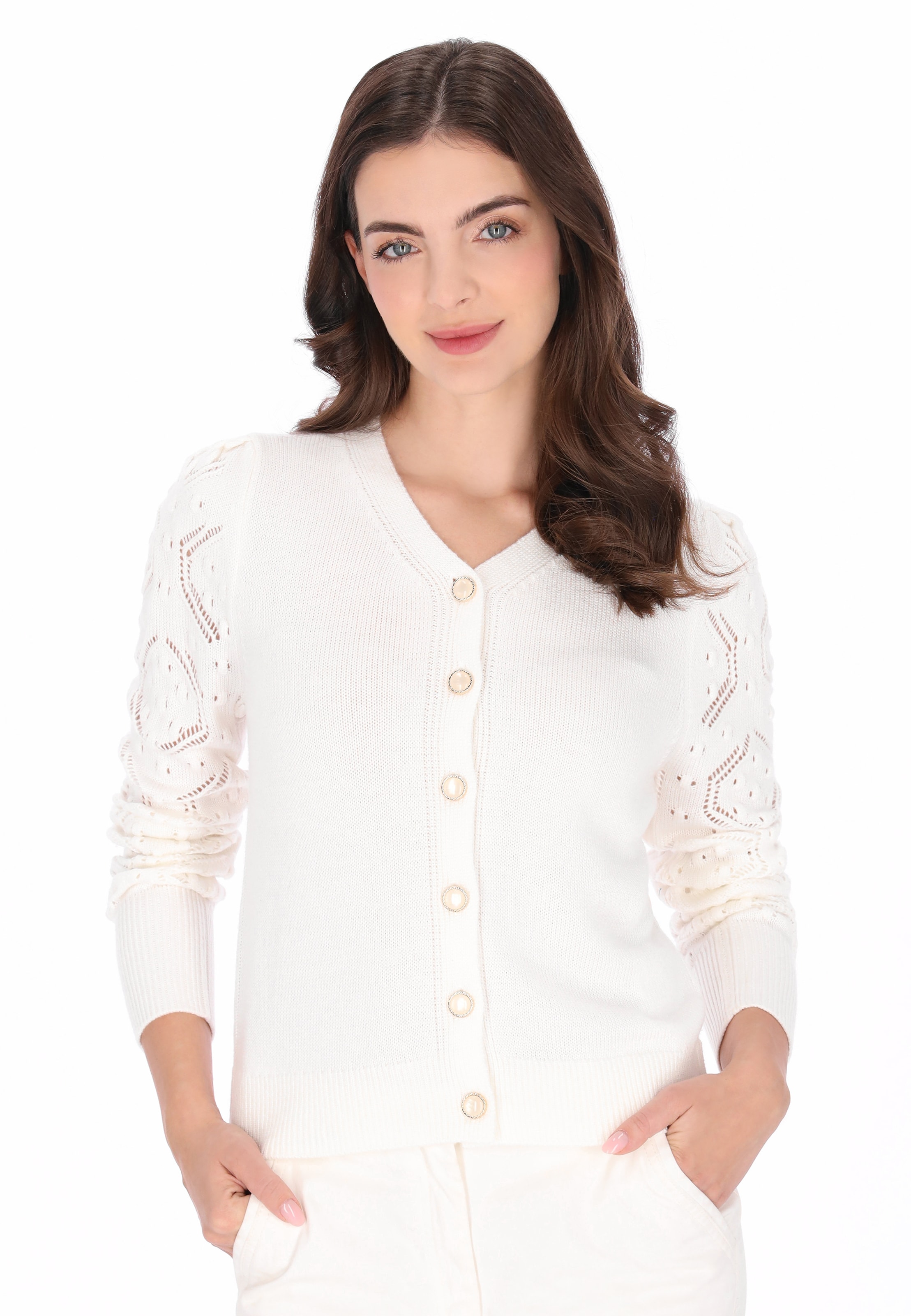 Usha - Casaco de malha em branco: frente