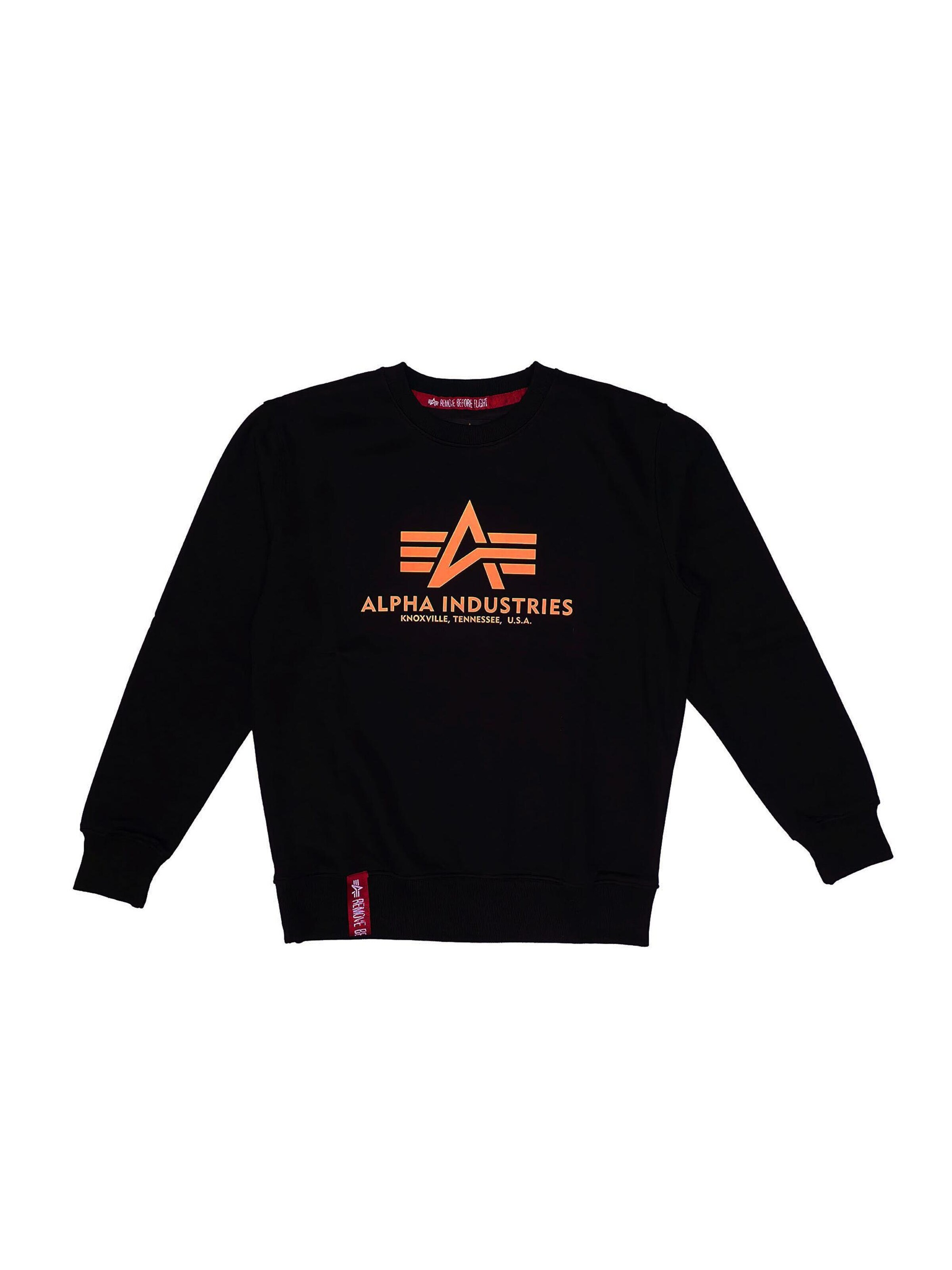 ALPHA INDUSTRIES Sweatshirt 'Basic Reflective'‌‌‌‌‌‌‌‌‌ in Schwarz: Vorderseite