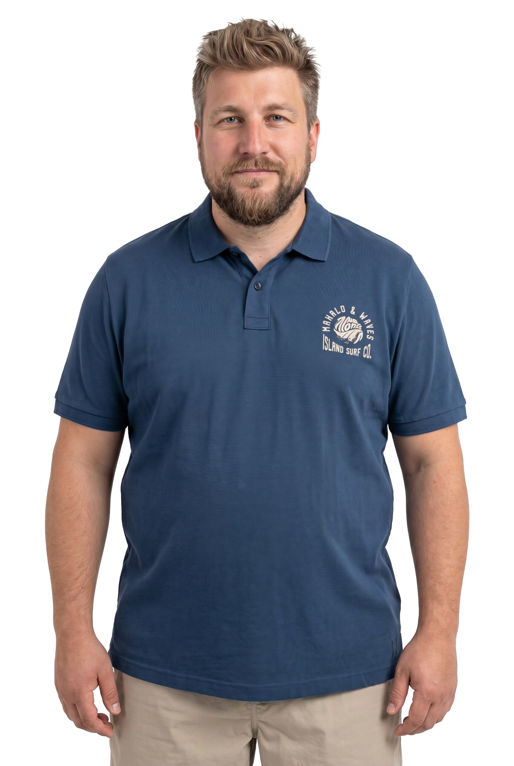 Men Plus Poloshirt in Blau: Vorderseite