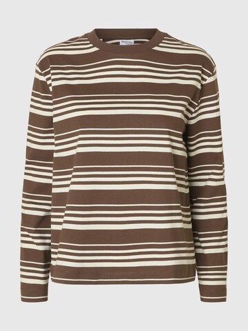 T-shirt SELECTED en marron : devant