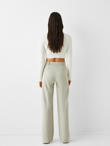 Loosefit Pantalon à plis Bershka en vert