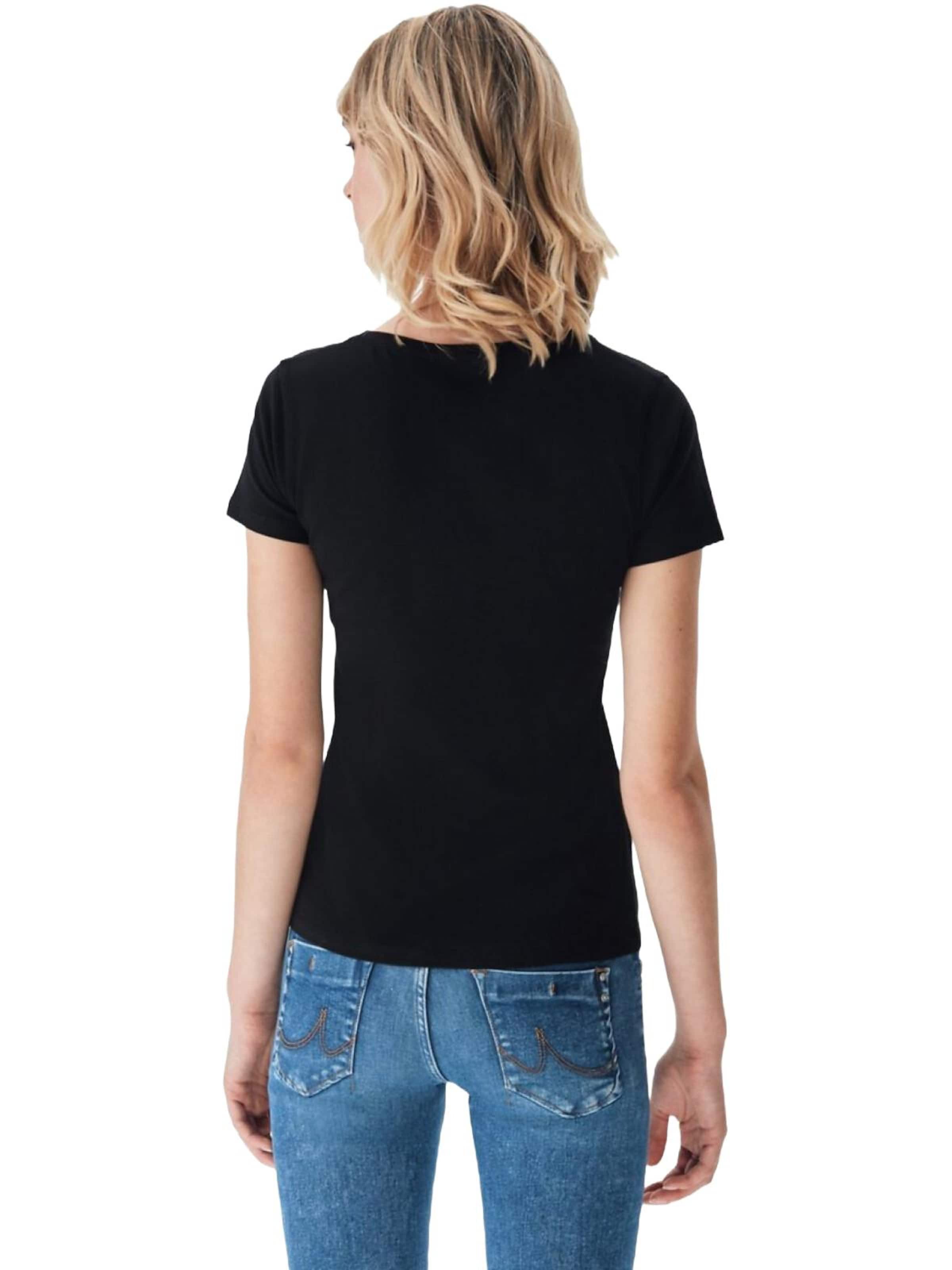 LTB Jeans - Camiseta 'LTB Jeans Damen Stretch-T-Shirt mit V-Ausschnitt' en negro