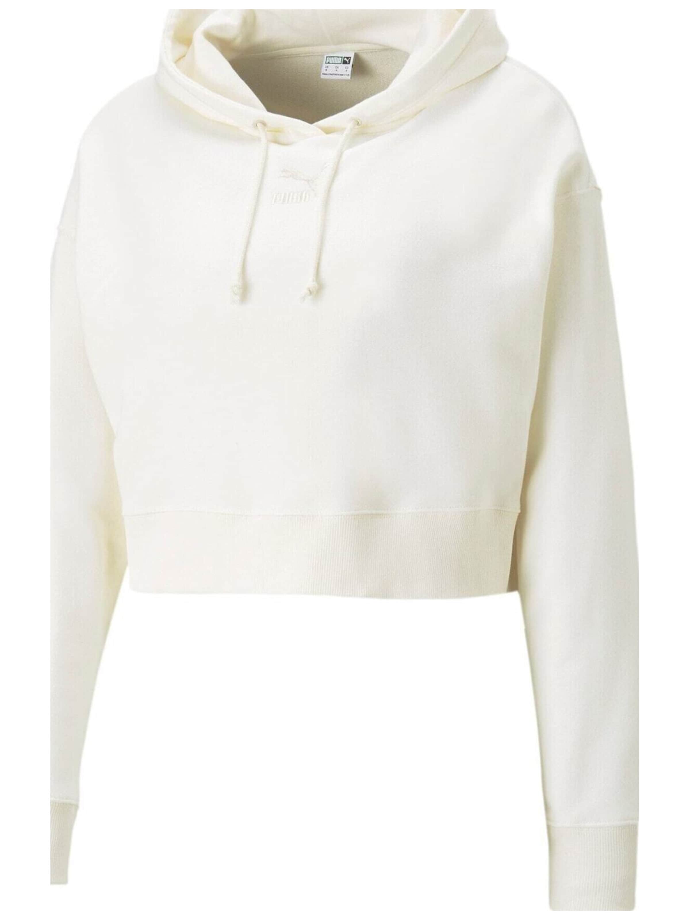 PUMA - Sudadera con cremallera 'Puma Classics Cropped Hoodie' en blanco