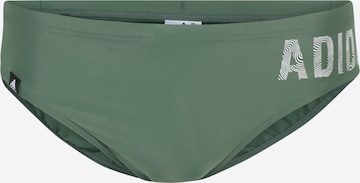 ADIDAS PERFORMANCE Athletic Swim Trunks 'Wording ' in Green: front