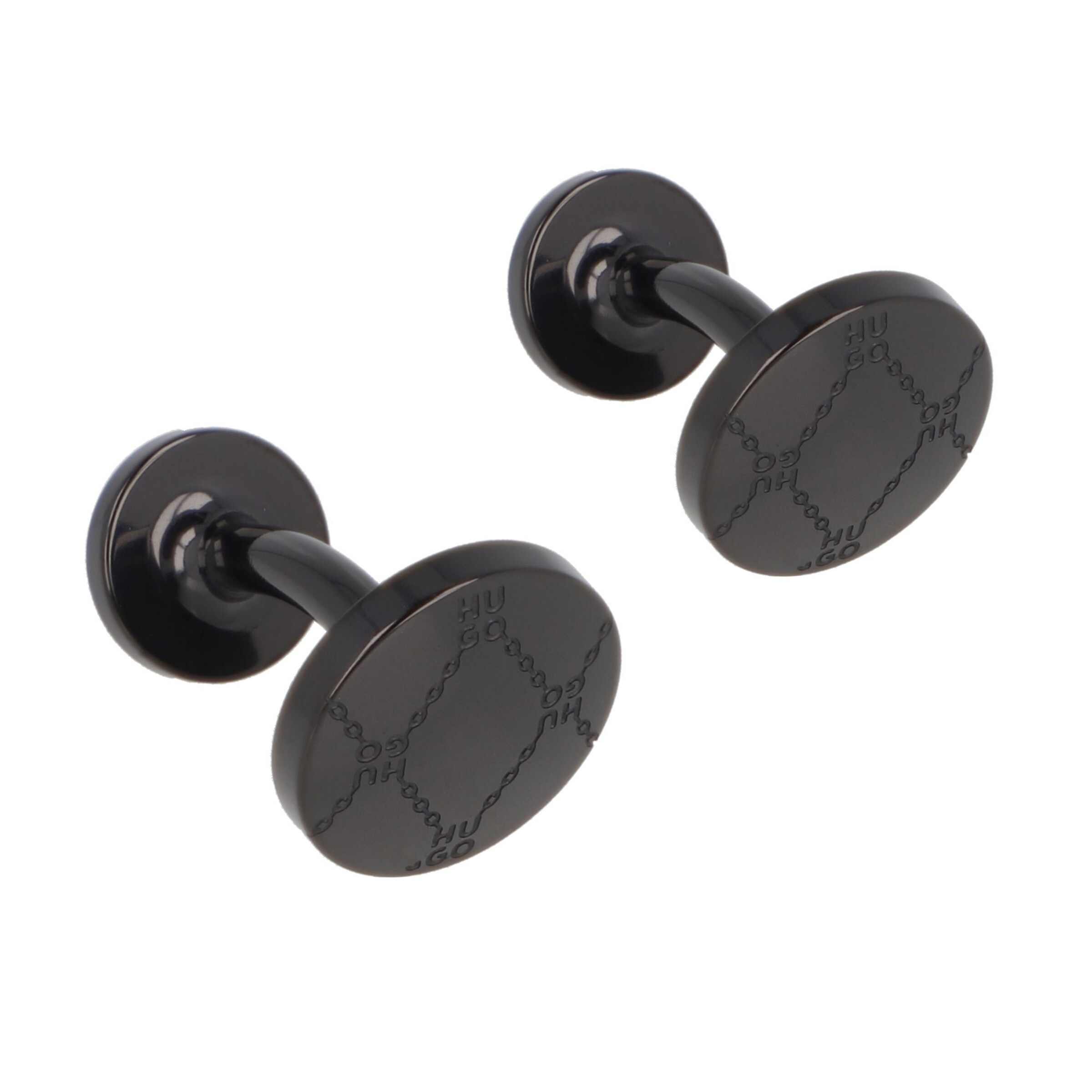 HUGO Manschettenknöpfe in Schwarz: Vorderseite
