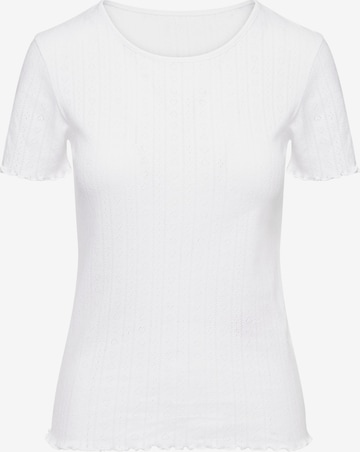 Hey Honey Shirt 'T-Shirt Pointelle' in Wit: voorkant