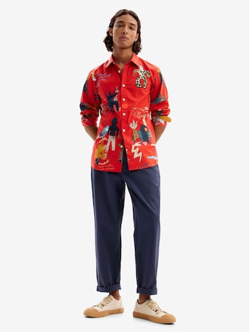 Desigual Comfort fit Button Up Shirt in Red