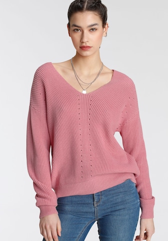 TAMARIS Sweater 'Ajour' in Pink: front
