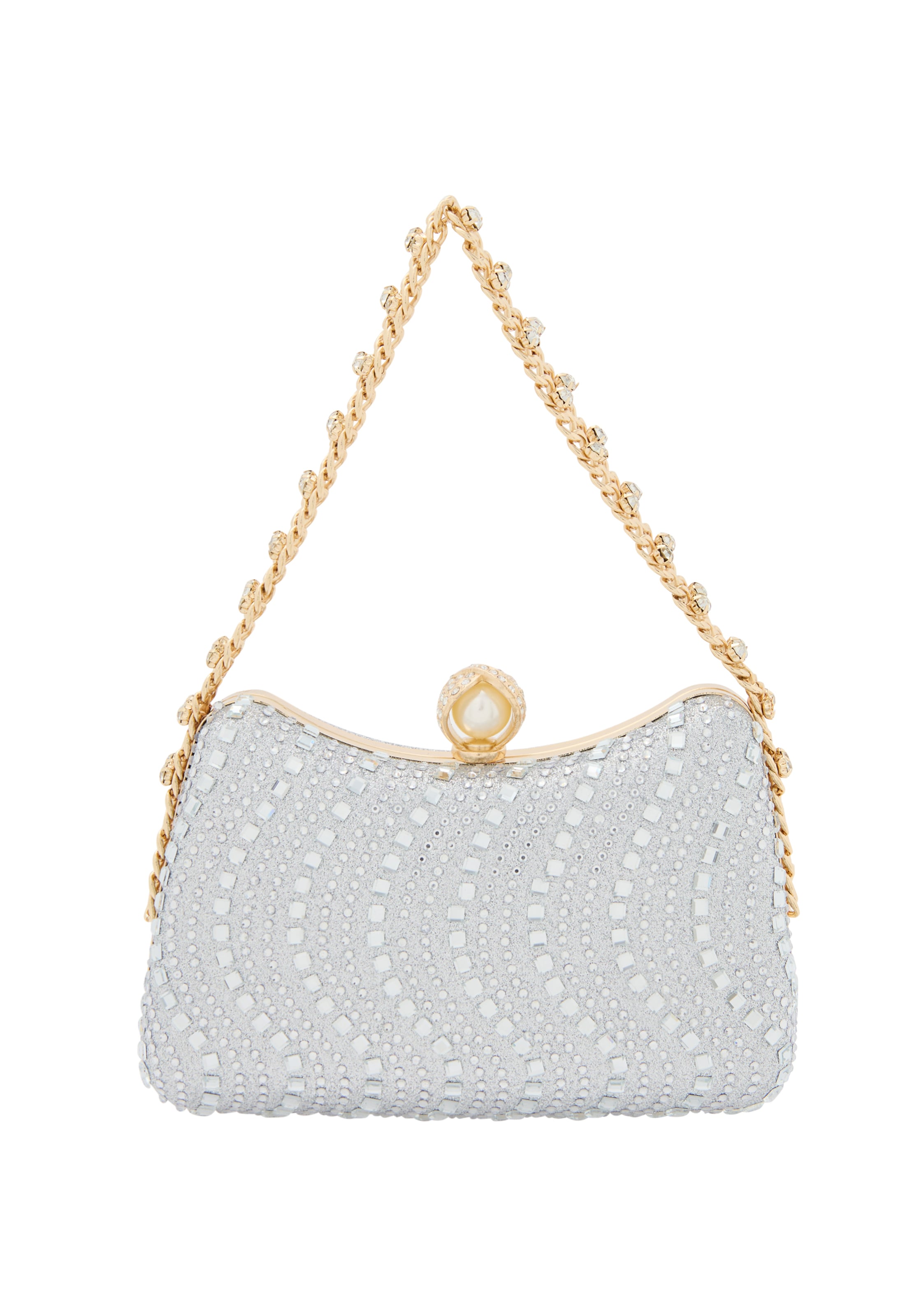 NAEMI Listová kabelka - Strieborná: predná strana