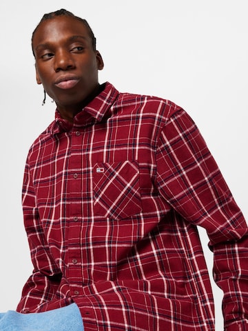 Tommy Jeans Regular fit Button Up Shirt in Red