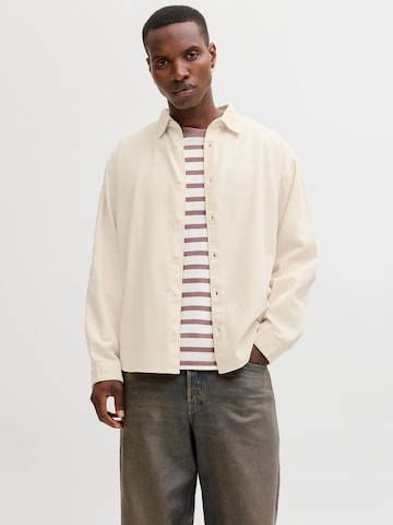 JACK & JONES Comfort fit Button Up Shirt 'JORNorrebro' in Beige: front