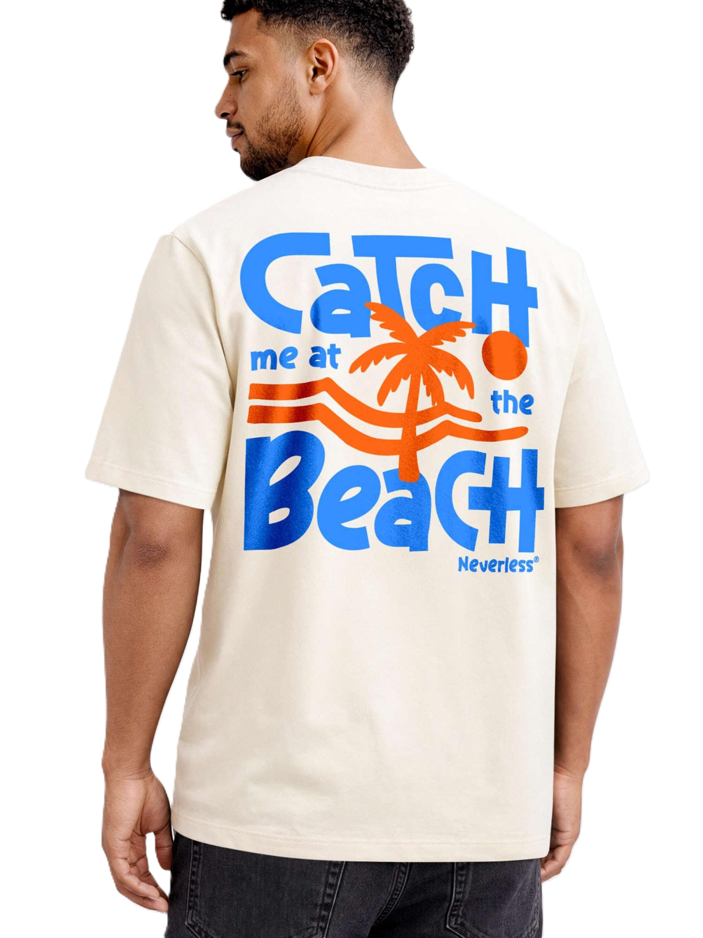 Neverless Shirt 'Catch me at the Beach' in Beige
