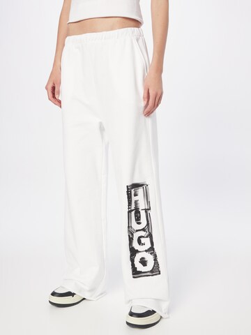 HUGO Szeroka nogawka Spodnie 'Nasuede' w kolorze biały: przód