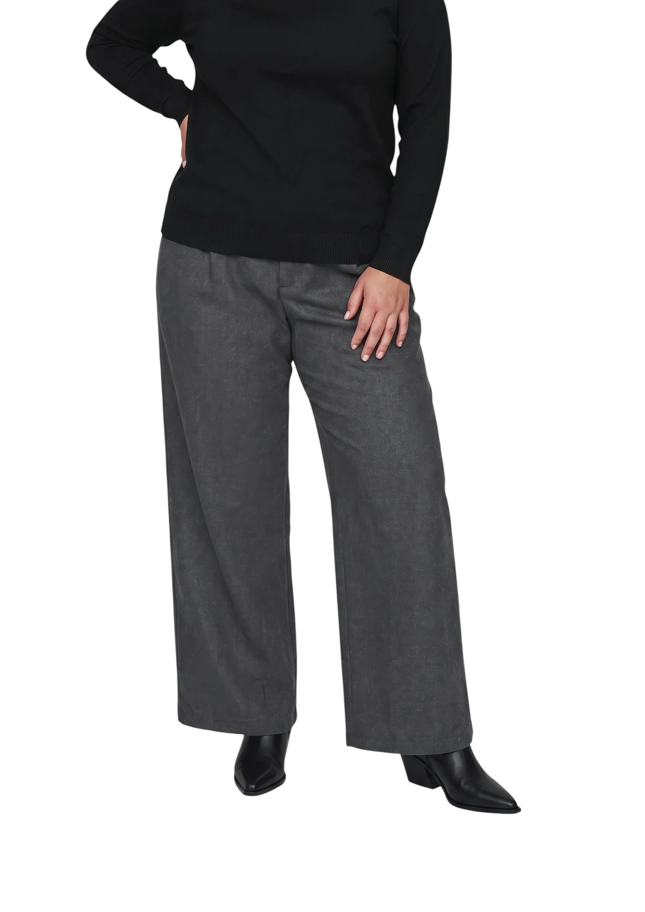 Wide Leg Pantalon à pince QS en gris : devant