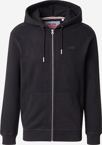 Superdry Кофта на молнии 'Essential' в Черный: спереди
