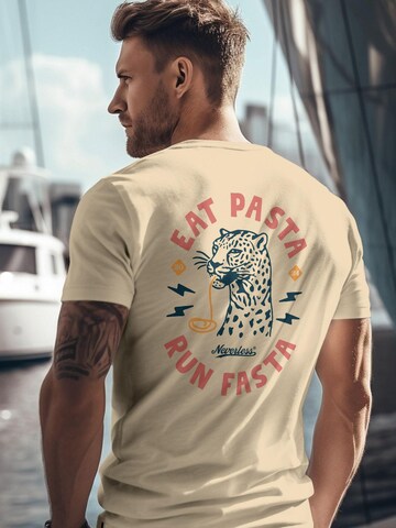 Neverless Shirt 'Eat pasta' in Beige