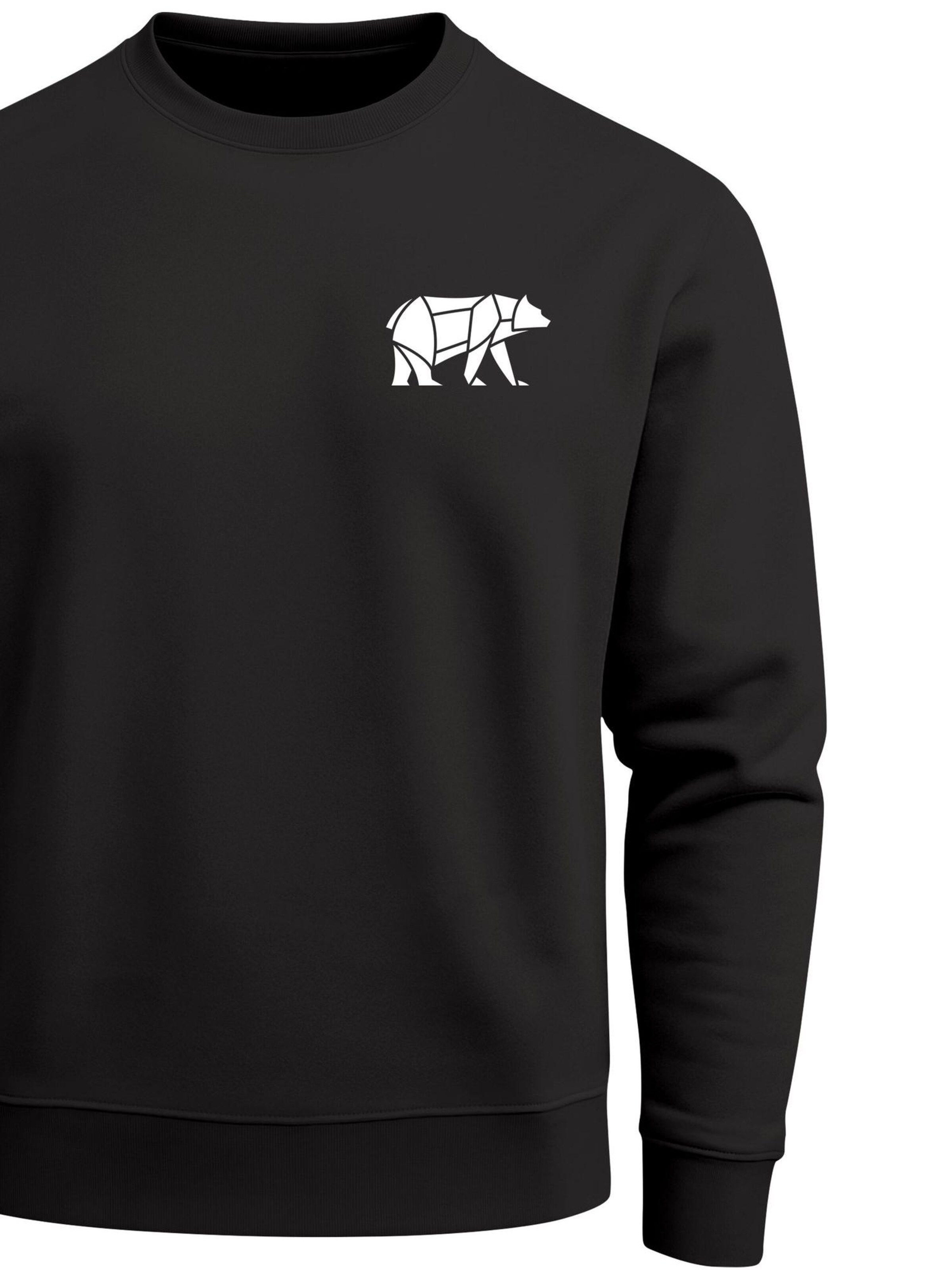 Neverless Sweatshirt 'Bär Lineart Polygon' in Black