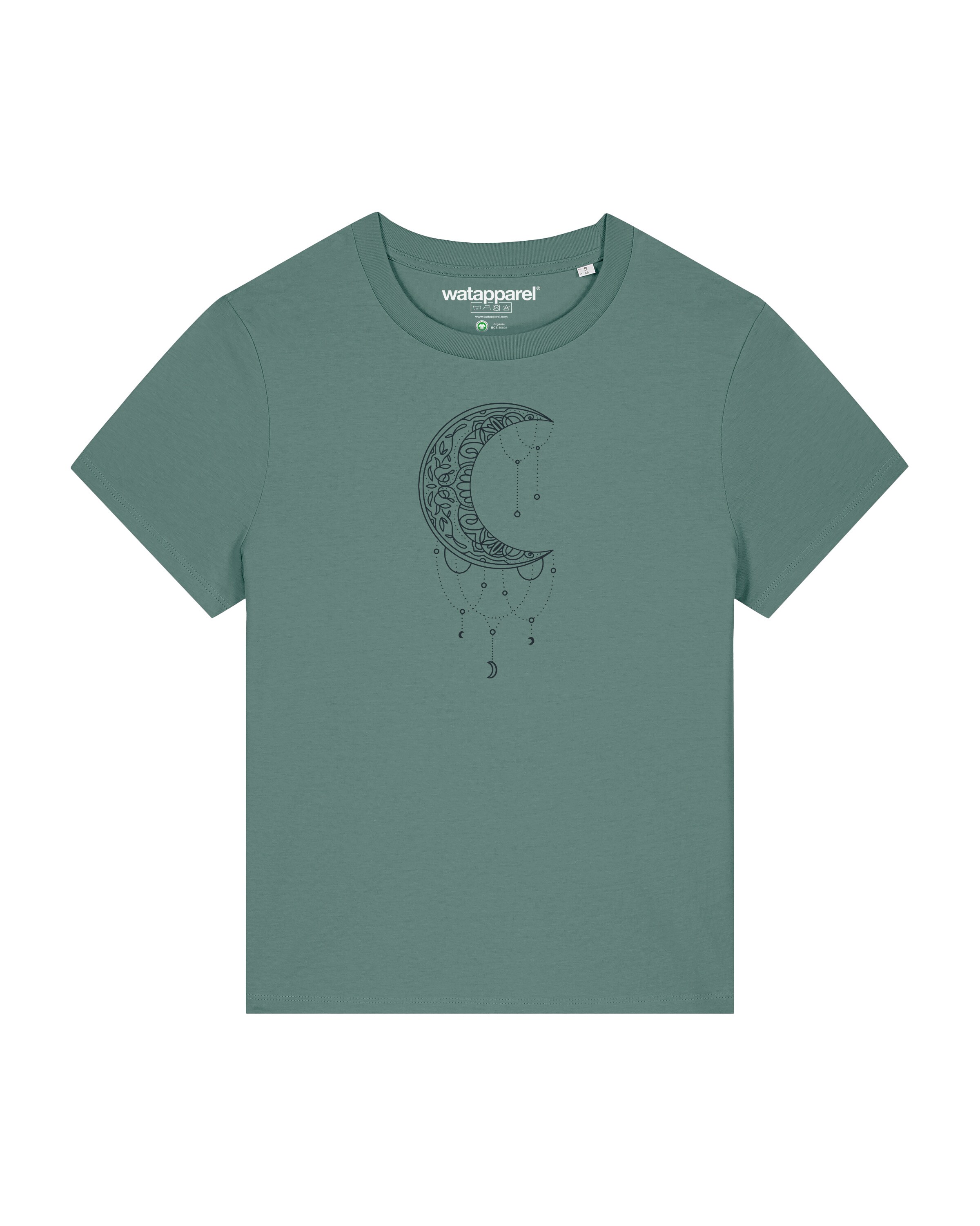 Maglietta 'Mandala Moon' di Watapparel in verde: frontale