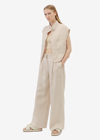 Marc O'Polo Wide Leg Plissert bukse i beige